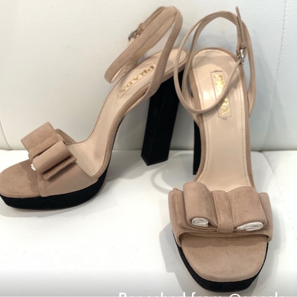PRADA Taupe Suede Sandals Sz 10.5